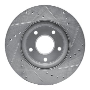 Nissan Altima Brake Rotor (1) - Front Left - R1 Concepts - Drilled & Slotted - Silver - `13-`25